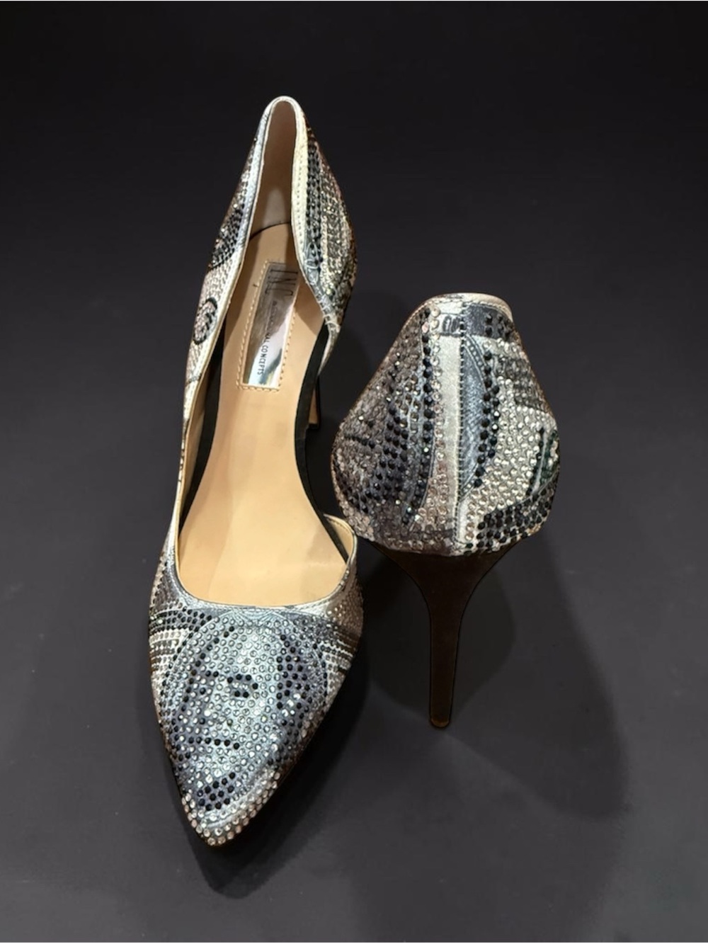 INC International Concepts Silver Crystal-Embellished Pointed-Toe Pumps